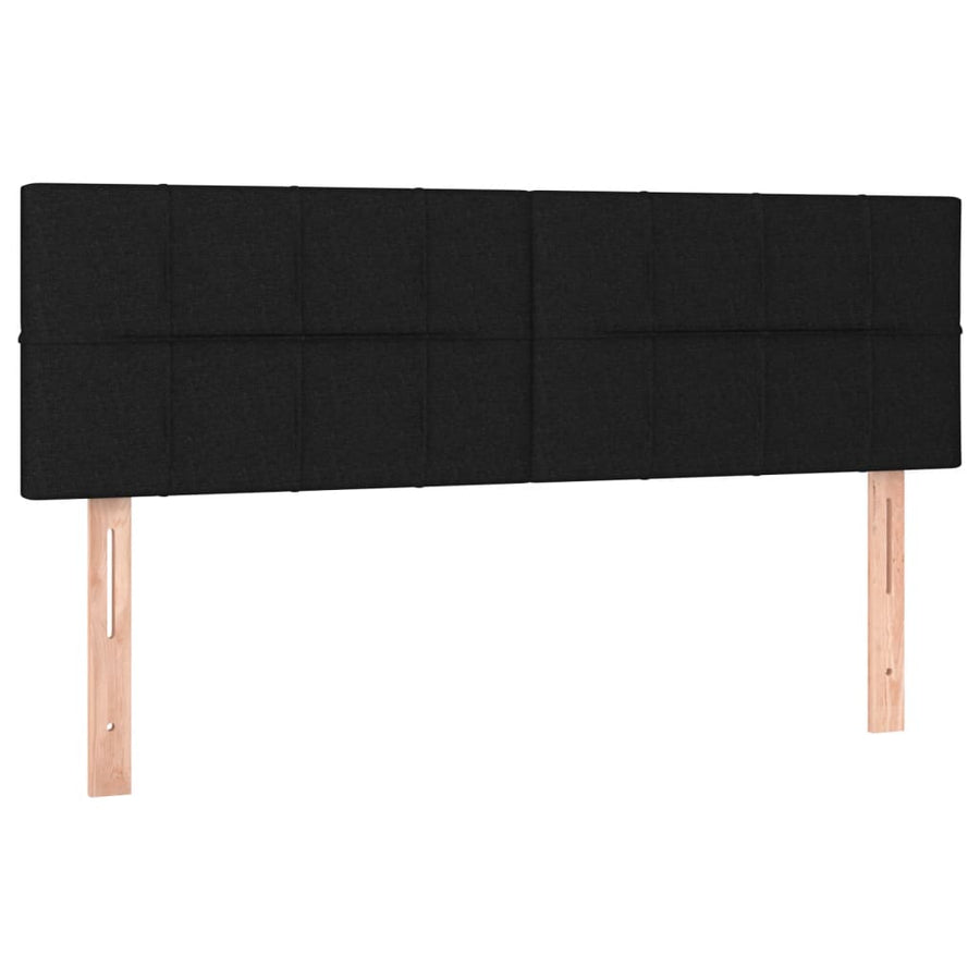 Boxspring Met Matras Stof Zwart 140 x 190 cm Blok met vierkanten