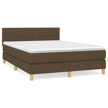 Boxspring Met Matras Stof Donkerbruin 140 x 200 cm Blok met vierkanten