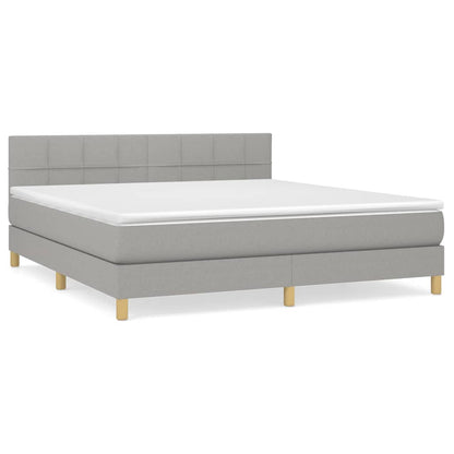 Boxspring Met Matras Stof Lichtgrijs 180 x 200 cm Blok met vierkanten