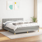 Boxspring Met Matras Stof Lichtgrijs 180 x 200 cm Blok met vierkanten