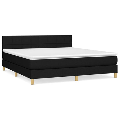 Boxspring Met Matras Stof Zwart 180 x 200 cm Blok met vierkanten