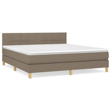 Boxspring Met Matras Stof Taupe 180 x 200 cm Blok met vierkanten