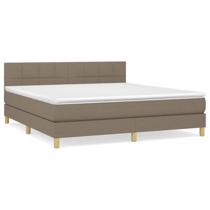 Boxspring Met Matras Stof Taupe 180 x 200 cm Blok met vierkanten