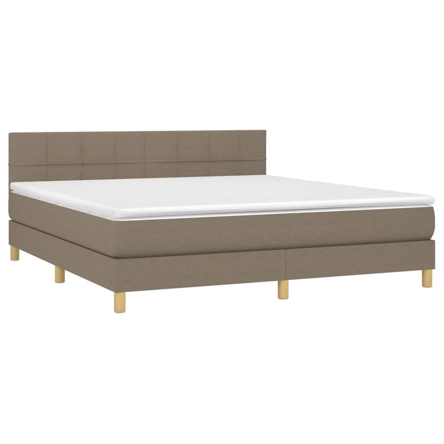 Boxspring Met Matras Stof Taupe 180 x 200 cm Blok met vierkanten