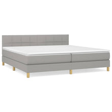 Boxspring Met Matras Stof Lichtgrijs 200 x 200 cm Blok met vierkanten