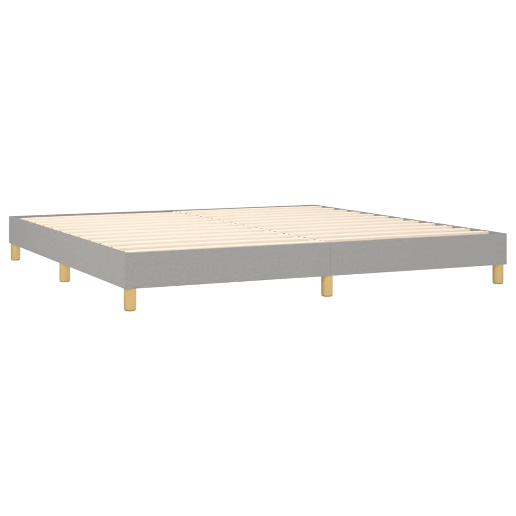 Boxspring Met Matras Stof Lichtgrijs 200 x 200 cm Blok met vierkanten