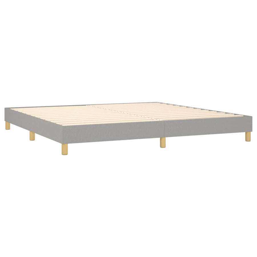 Boxspring Met Matras Stof Lichtgrijs 200 x 200 cm Blok met vierkanten