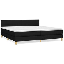 Boxspring Met Matras Stof Zwart 200 x 200 cm Blok met vierkanten
