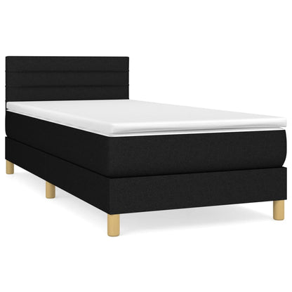 Boxspring Met Matras Stof Zwart 80 x 200 cm Horizontale strepen