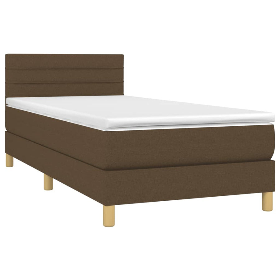Boxspring Met Matras Stof Donkerbruin 80 x 200 cm Horizontale strepen