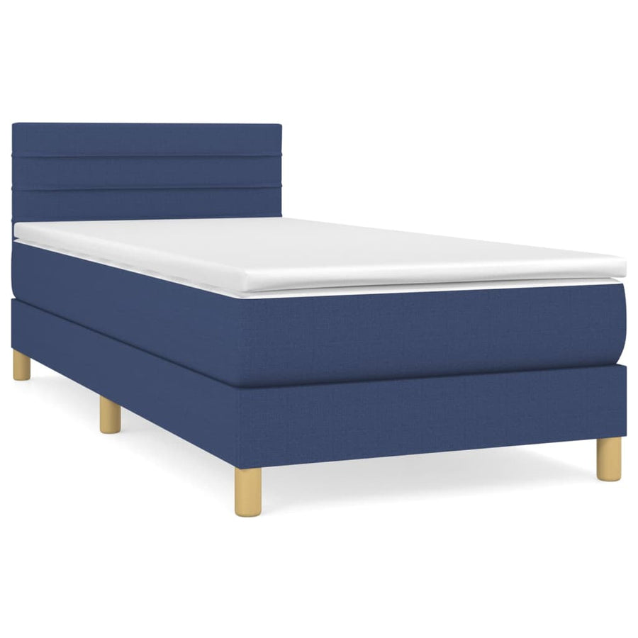 Boxspring Met Matras Stof Blauw 80 x 200 cm Horizontale strepen