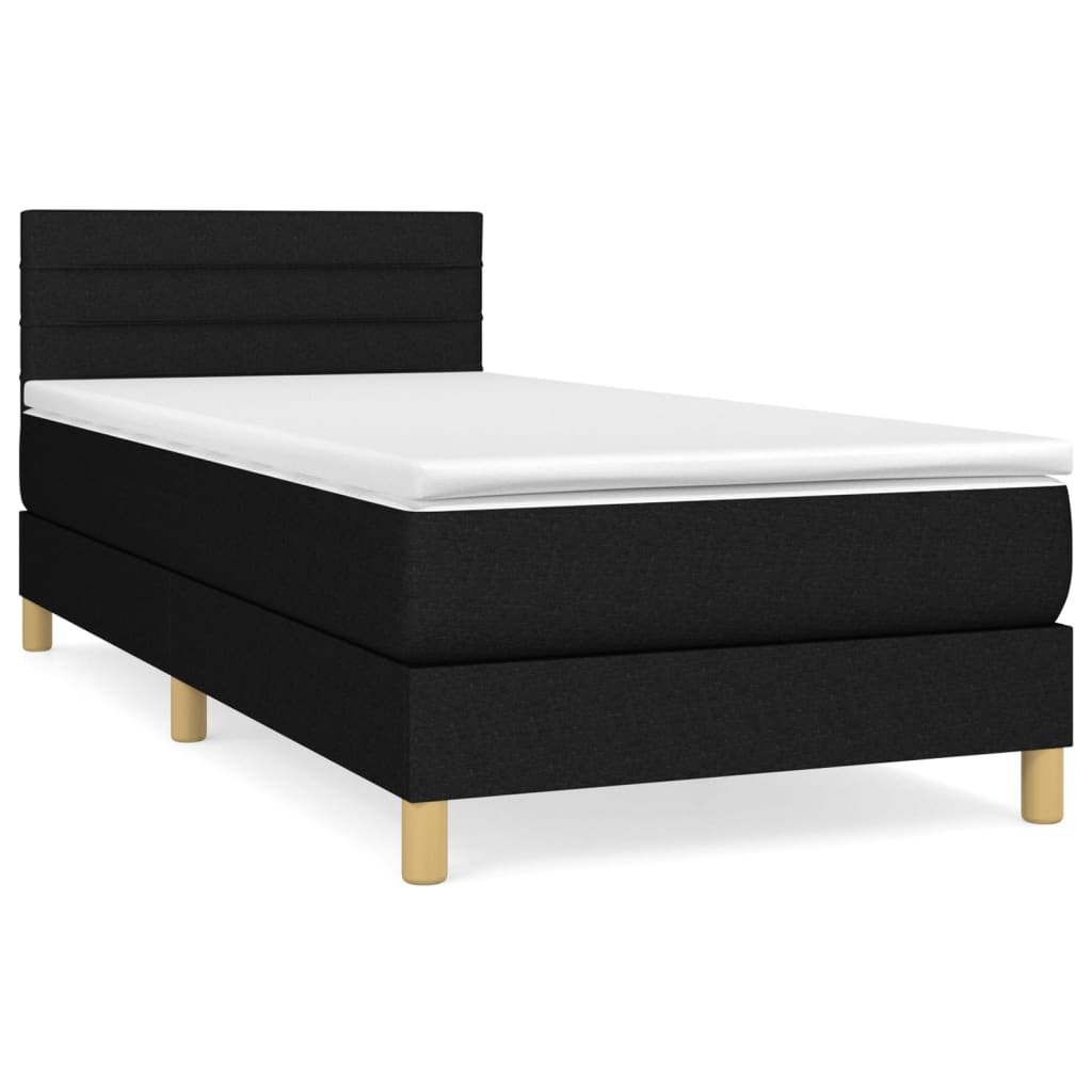 Boxspring Met Matras Stof Zwart 90 x 190 cm Horizontale strepen