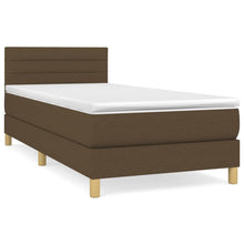 Boxspring Met Matras Stof Donkerbruin 90 x 200 cm Horizontale strepen