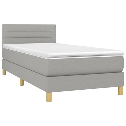 Boxspring Met Matras Stof Lichtgrijs 100 x 200 cm Horizontale strepen