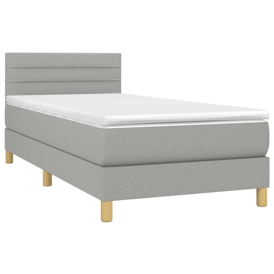 Boxspring Met Matras Stof Lichtgrijs 100 x 200 cm Horizontale strepen