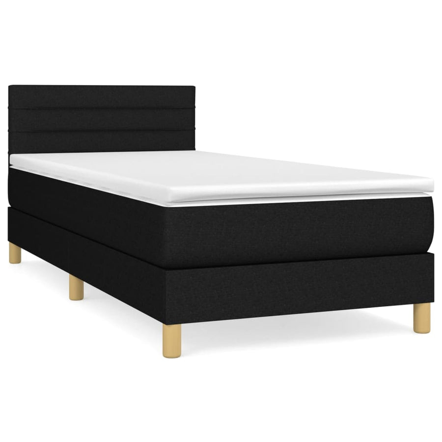 Boxspring Met Matras Stof Zwart 100 x 200 cm Horizontale strepen