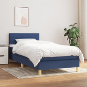 Boxspring met matras 100x200 cm blauw stof