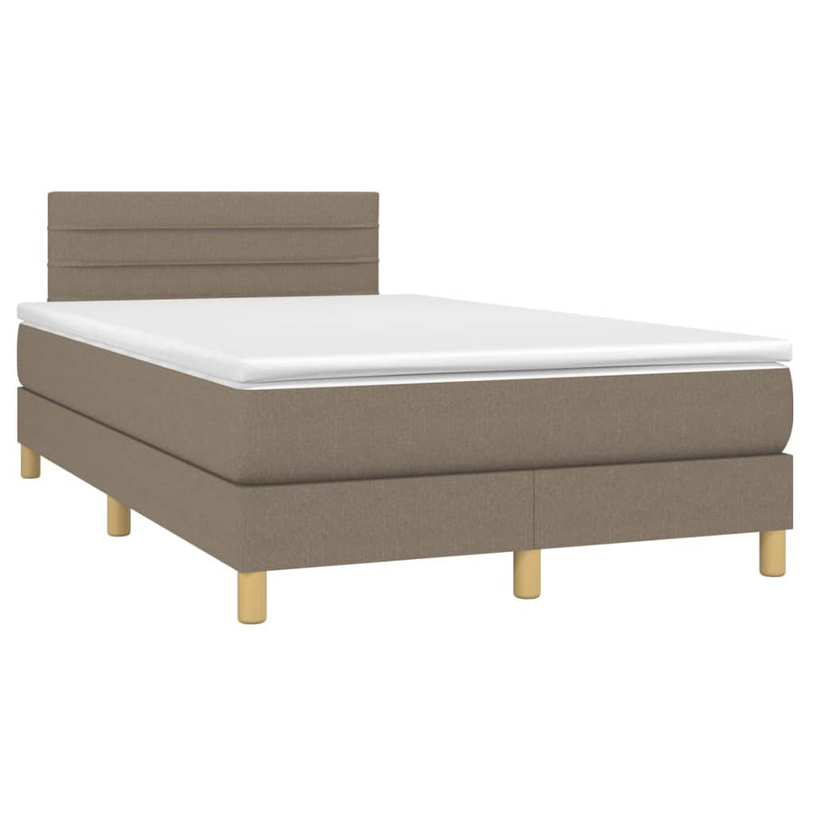 Boxspring Met Matras Stof Taupe 120 x 200 cm Horizontale strepen