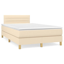 Boxspring met matras stof crèmekleurig 120x200 cm 120 x 200 cm Horizontale strepen