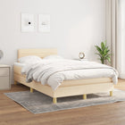 Boxspring met matras stof crèmekleurig 120x200 cm 120 x 200 cm Horizontale strepen