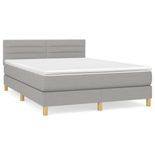 Boxspring Met Matras Stof Lichtgrijs 140 x 190 cm Horizontale strepen