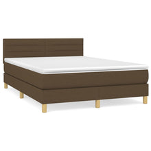 Boxspring Met Matras Stof Donkerbruin 140 x 190 cm Horizontale strepen