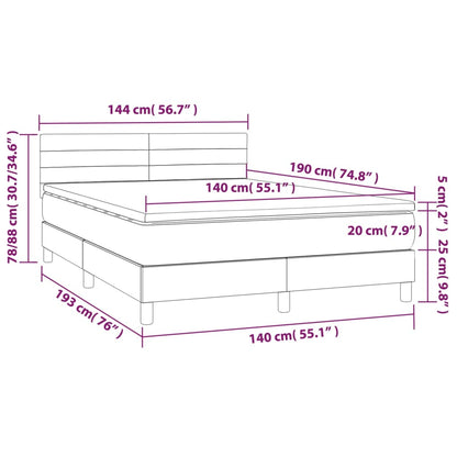 Boxspring Met Matras Stof Donkerbruin 140 x 190 cm Horizontale strepen