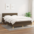 Boxspring Met Matras Stof Donkerbruin 140 x 190 cm Horizontale strepen