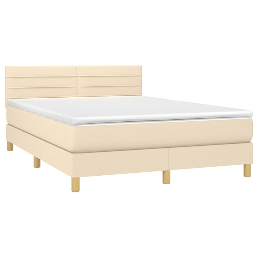 Boxspring met matras stof crèmekleurig 140x190 cm 140 x 190 cm Crème
