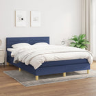 Boxspring Met Matras Stof Blauw 140 x 190 cm Horizontale strepen