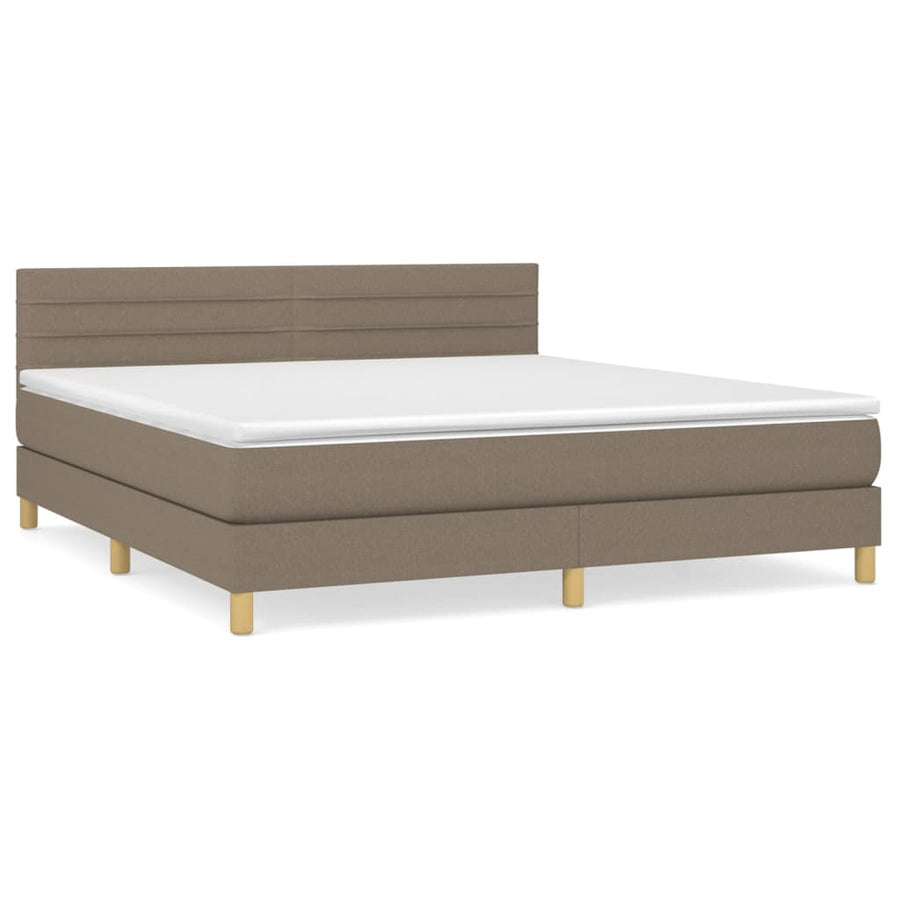 Boxspring Met Matras Stof Taupe 160 x 200 cm Horizontale strepen