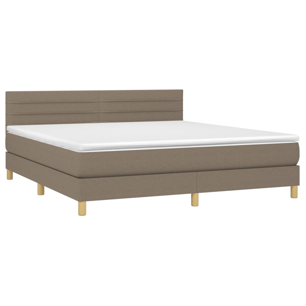 Boxspring Met Matras Stof Taupe 160 x 200 cm Horizontale strepen