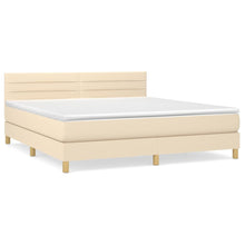 Boxspring Met Matras Stof Kleurig Crème 160 x 200 cm Horizontale strepen