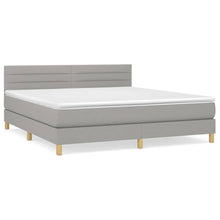 Boxspring Met Matras Stof Lichtgrijs 180 x 200 cm Horizontale strepen