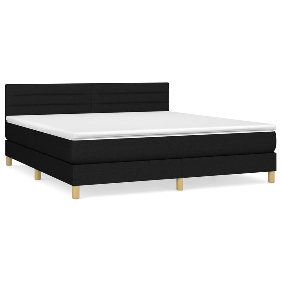 Boxspring Met Matras Stof Zwart 180 x 200 cm Horizontale strepen