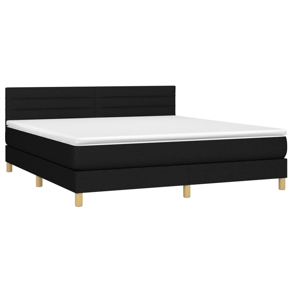 Boxspring Met Matras Stof Zwart 180 x 200 cm Horizontale strepen
