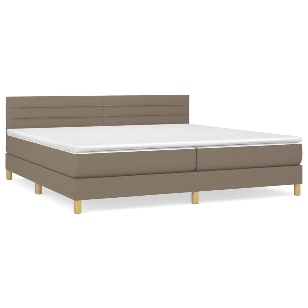 Boxspring Met Matras Stof Taupe 200 x 200 cm Horizontale strepen
