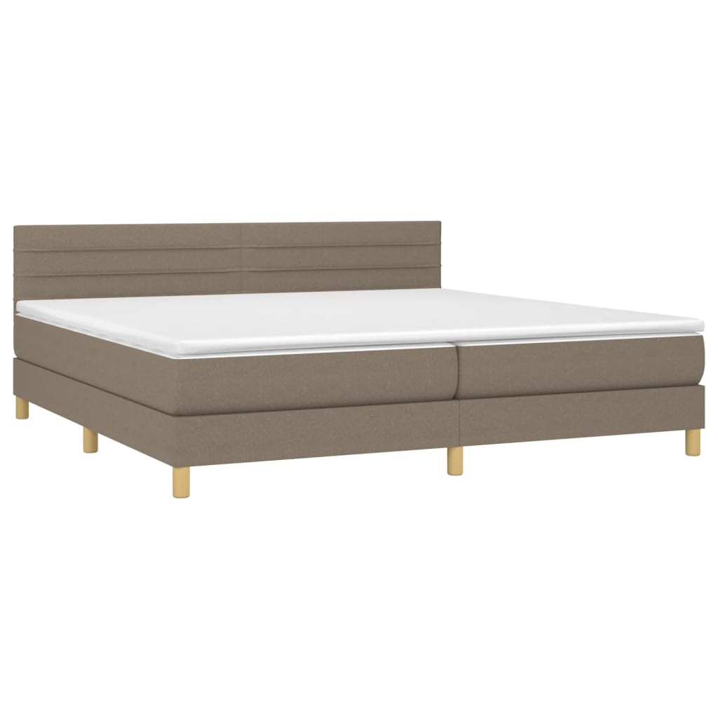 Boxspring Met Matras Stof Taupe 200 x 200 cm Horizontale strepen