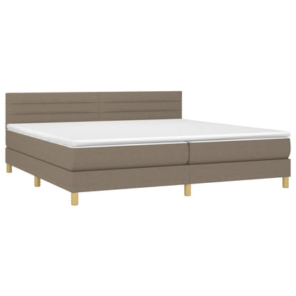 Boxspring Met Matras Stof Taupe 200 x 200 cm Horizontale strepen