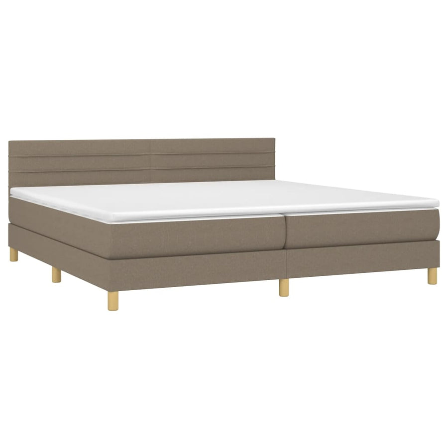 Boxspring Met Matras Stof Taupe 200 x 200 cm Horizontale strepen