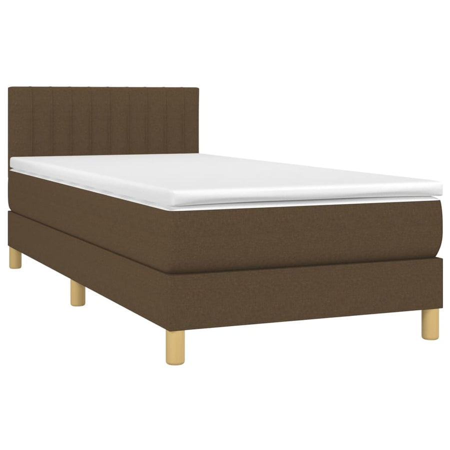 Boxspring Met Matras Stof Donkerbruin 80 x 200 cm Verticale strepen