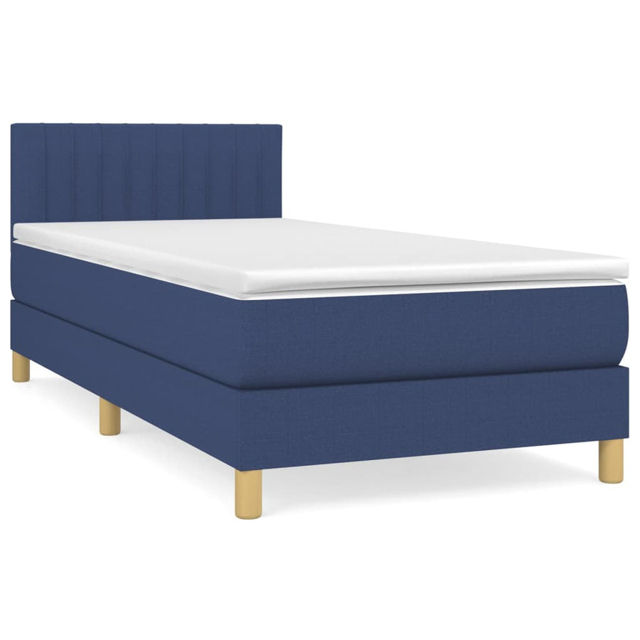 Boxspring Met Matras Stof Blauw 80 x 200 cm Verticale strepen