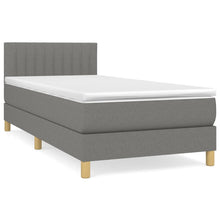 Boxspring Met Matras Stof Donkergrijs 90 x 190 cm Verticale strepen