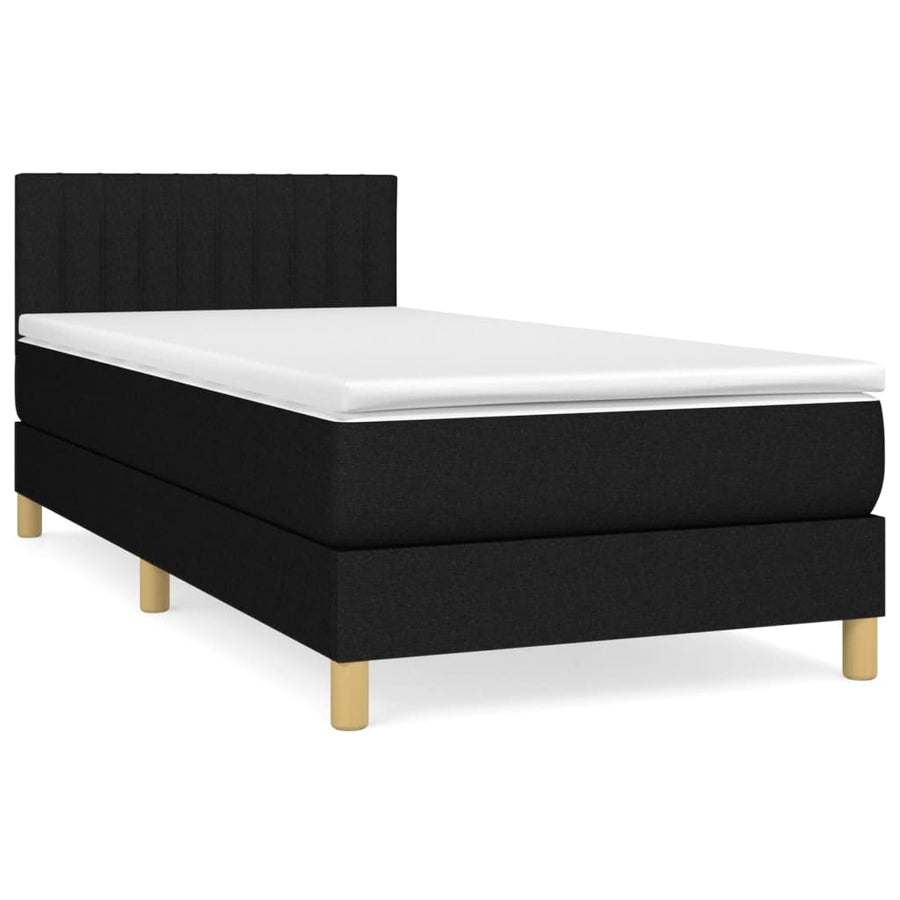 Boxspring Met Matras Stof Zwart 90 x 190 cm Verticale strepen