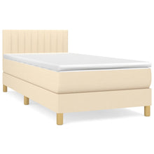 Boxspring met matras stof crèmekleurig 90x190 cm 90 x 190 cm Verticale strepen
