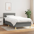 Boxspring met matras stof donkergrijs 90x200 cm