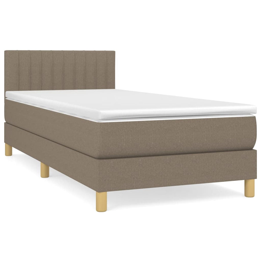 Boxspring Met Matras Stof Taupe 90 x 200 cm Verticale strepen