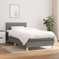 Boxspring met matras stof donkergrijs 100x200 cm