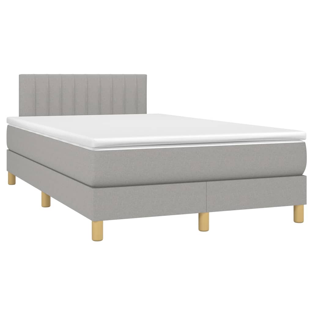 Boxspring Met Matras Stof Lichtgrijs 120 x 200 cm Verticale strepen