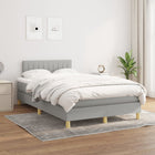 Boxspring Met Matras Stof Lichtgrijs 120 x 200 cm Verticale strepen